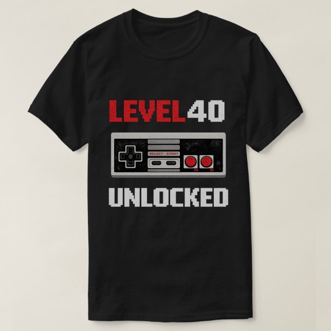 Nivå 40 Upplåst Retrospel 40-årsdag T Shirt (Design framsida)