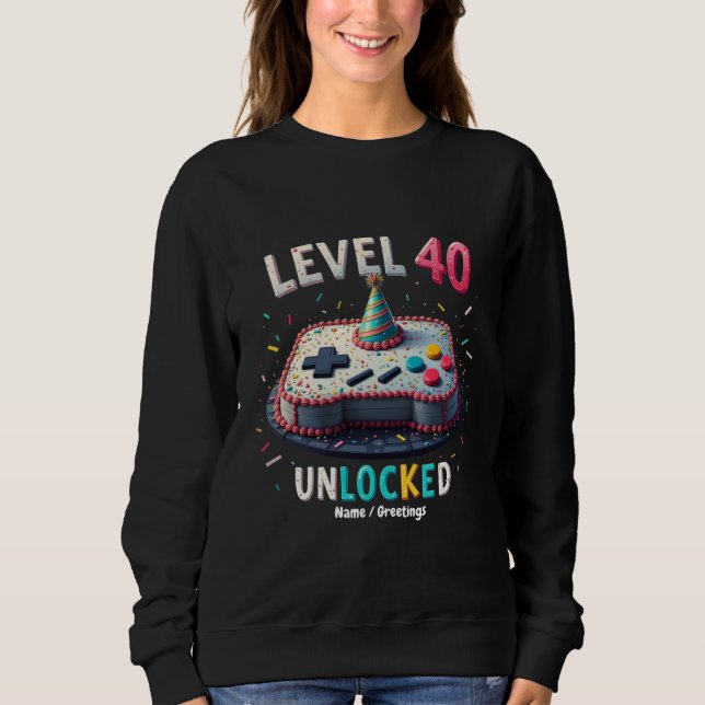 Nivå 40 Upplåst Spelstil 40-årsdag T Shirt (Framsida)