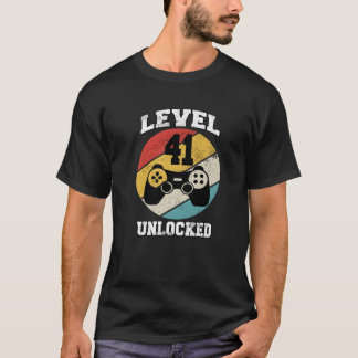 Nivå 41 olåst 41 år gammal Retro 80S 41St-födelse T Shirt