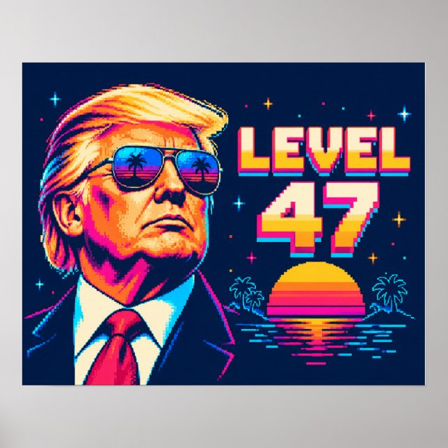 Nivå 47 Neon Arkad Solnedgångsglasögon Poster (Framsidan)