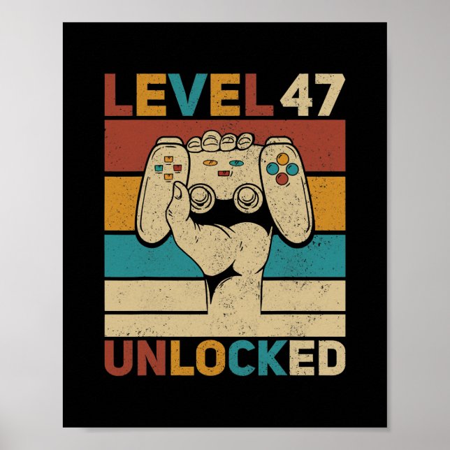 Nivå 47 Olåst 47:e födelsedagen 47 år gammal Poster (Framsidan)