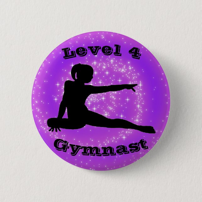 Nivå 4 Gymnast - Girls Gymnastics Button Knapp (Framsida)