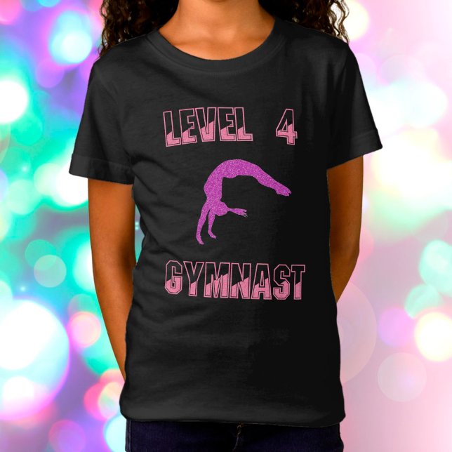 Nivå 4 Gymnast-Gnistra för Rosa och Lila T-Shirt (Skapare uppladdad)