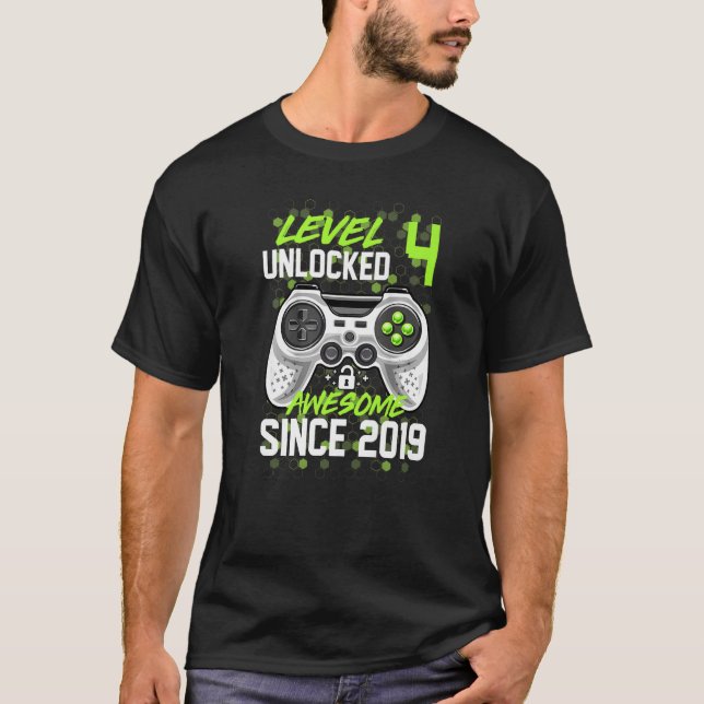 Nivå 4 olåst Fantastisk sedan 2019 4e födelsedagen T Shirt (Framsida)