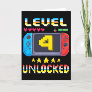 Nivå 4 Upplåst 4-års Födelsedags Tröja TV-Spel 4 Å Kort