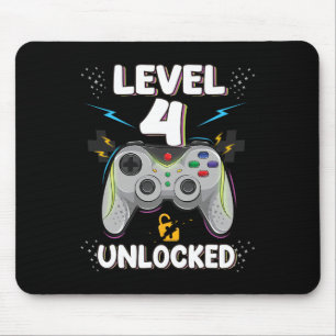 Nivå 4 Upplåst Video Game 4-årsdag Gamer Gif Musmatta