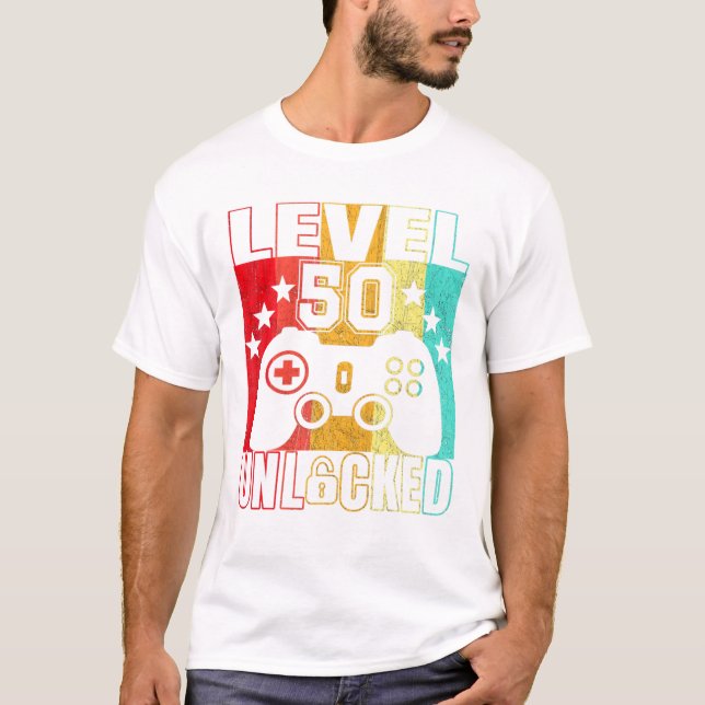 Nivå 50 Olåst 50 år BDay Manar T Shirt (Framsida)