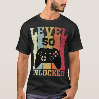 Nivå 50 Upplåst Rolig Video Spelare 50-årsdag T Shirt