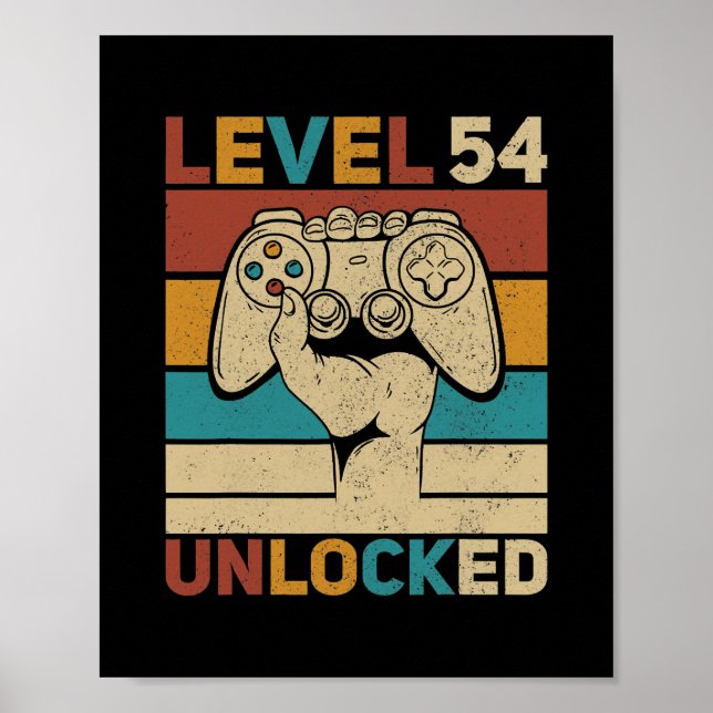 Nivå 54 Olåst 54:e födelsedagen 54 år gammal Poster (Framsidan)