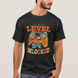 Nivå 54 Olåst Birthday Shirt Manar Gamer 54:e Bi T