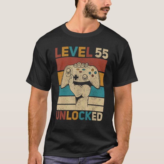Nivå 55 Olåst 55:e födelsedagen 55 år gammal spela T Shirt (Framsida)