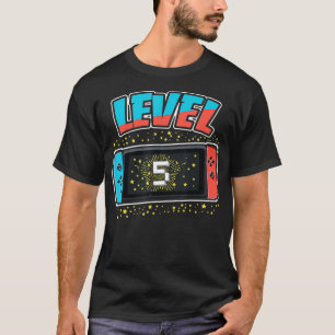 Nivå 5 Birthday Boy 5 Years Gent Video Games Gift T Shirt