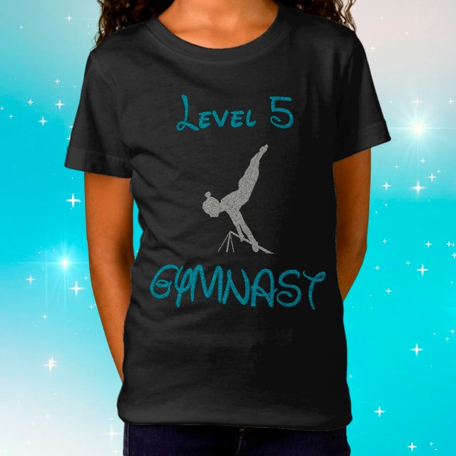 Nivå 5 Gymnast Finare-teckensnitt Glitter T-Shirt (Skapare uppladdad)