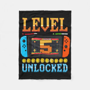 Nivå 5 Upplåst 5-års födelsedags T-shirt TV-spel 5 Fleecefilt