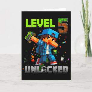 Nivå 5 Upplåst Rolig Födelsedags Pojke Pixel Spela Kort
