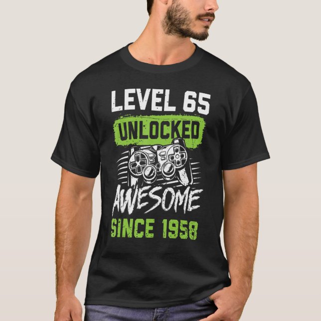 Nivå 65 Olåst Fantastisk sedan 1958 Videospel Bi T Shirt (Framsida)