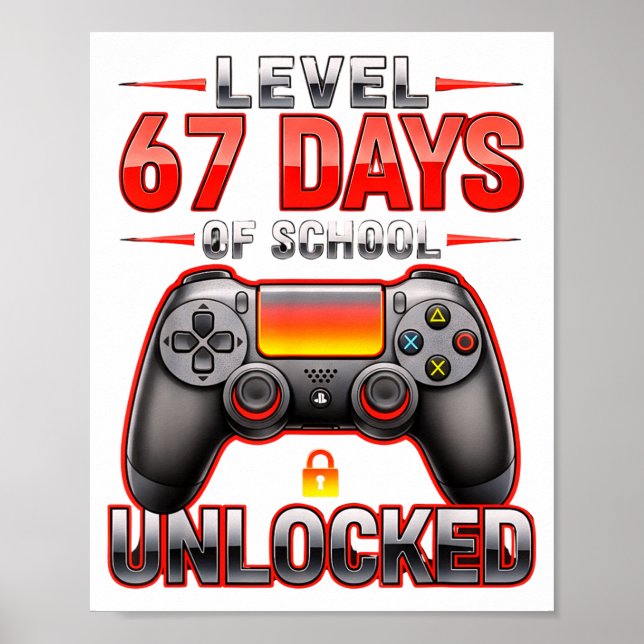 Nivå 67:e skoldagar upplåst Gamer Videospel Poster (Framsidan)