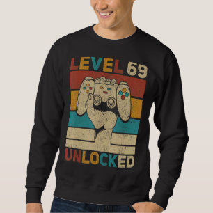 Nivå 69 Olåst 69:e födelsedag 69 ÅRS Gamer Lång Ärmad Tröja