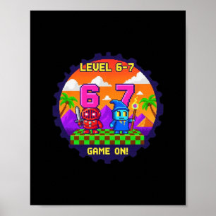 Nivå 6 7 Gaming Pixel Art Sex Sju Spelare  Poster