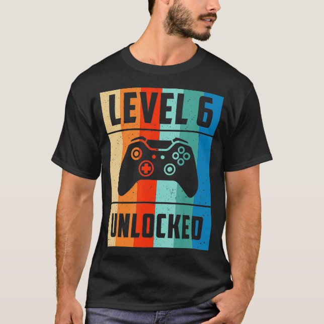 Nivå 6 Födelsedag 6 års GTS för gamla videospel T Shirt (Framsida)