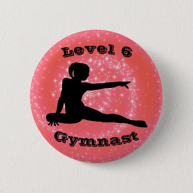 Nivå 6 Gymnast - Girls Gymnastics Button Knapp (Framsida)