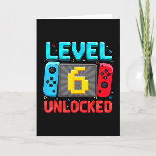 Nivå 6 Upplåst 6-års födelsedags Pojke Gamer Sex Å Kort