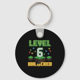 Nivå 6 Upplåst Pixel Gamer 6-årsdag Gaming B Nyckelring