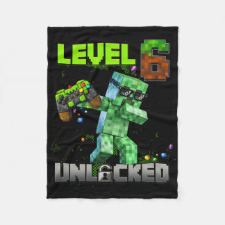 Nivå 6 Upplåst Rolig Födelsedags Pojke Pixel Spela Fleecefilt