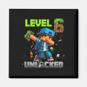 Nivå 6 Upplåst Rolig Födelsedags Pojke Pixel Spela Magnet