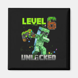 Nivå 6 Upplåst Rolig Födelsedags Pojke Pixel Spela Magnet