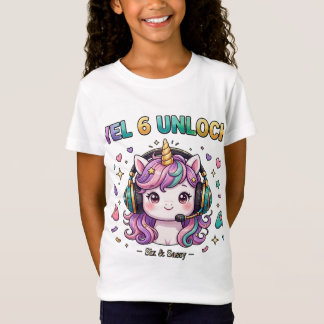 Nivå 6 Upplåst Sex och Sassy Enhörning Gamer Tjej T Shirt