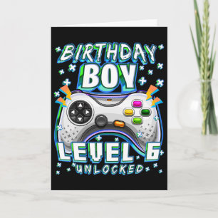 Nivå 6 Upplåst TV-Spel 6-årsdag Spelande Pojke Kort