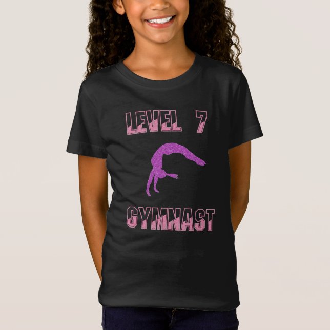 Nivå 7 Gymnast Rosa och Lila Gnistra T-Shirt (Framsida)