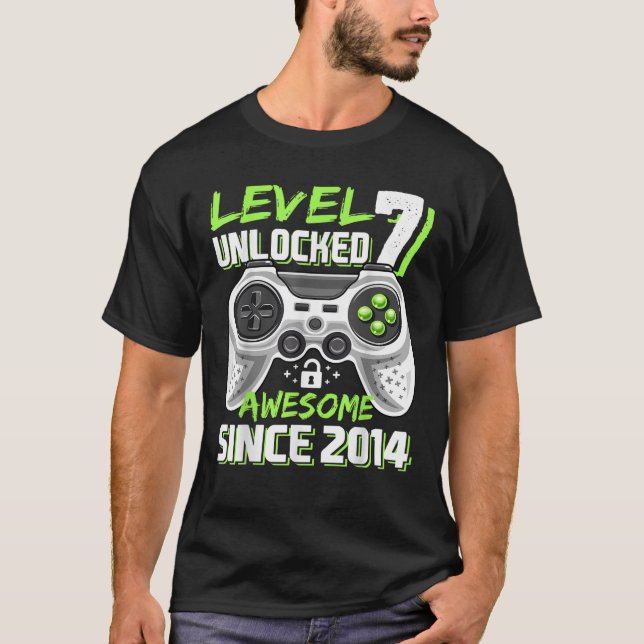 Nivå 7 Olåst Fantastisk 2014 Video Game 7:e Birth T Shirt (Framsida)