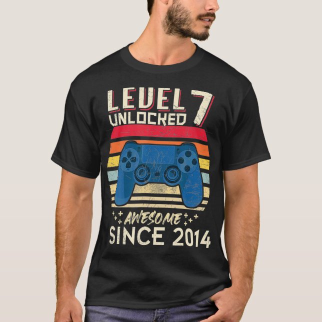 Nivå 7 Olåst Fantastisk 2014 Video Game 7:e Birth T Shirt (Framsida)