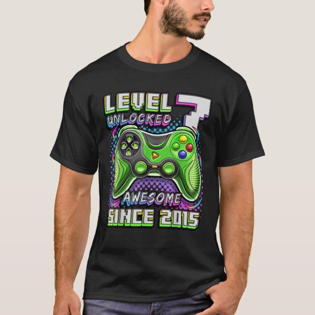 Nivå 7 Olåst Fantastisk 2015 Video Game 7:e Birth T Shirt (Framsida)