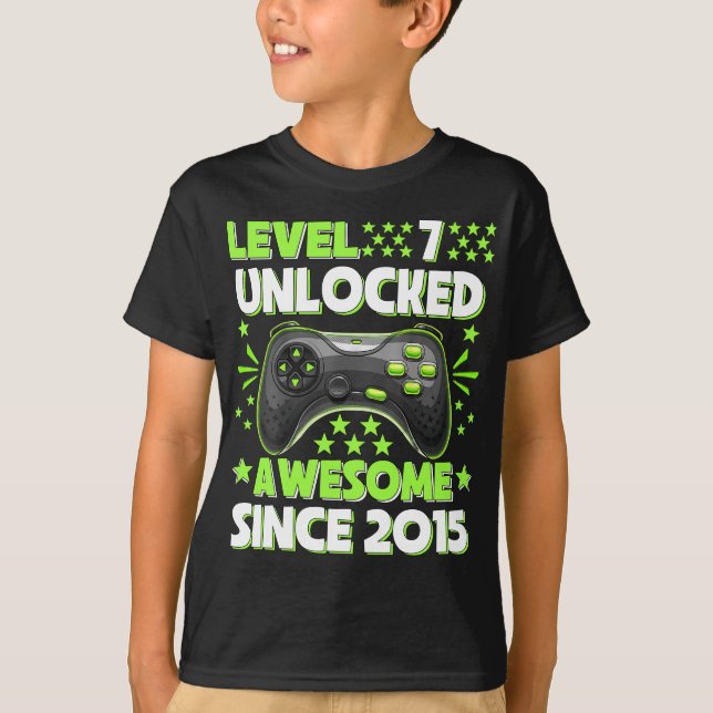 Nivå 7 Olåst Fantastisk 2015 Video Game 7:e Birth T Shirt (Framsida)