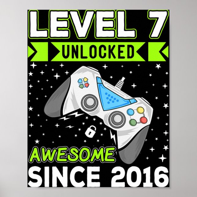 Nivå 7 Olåst Fantastisk 2016 Video Game 7:e Birth Poster (Framsidan)