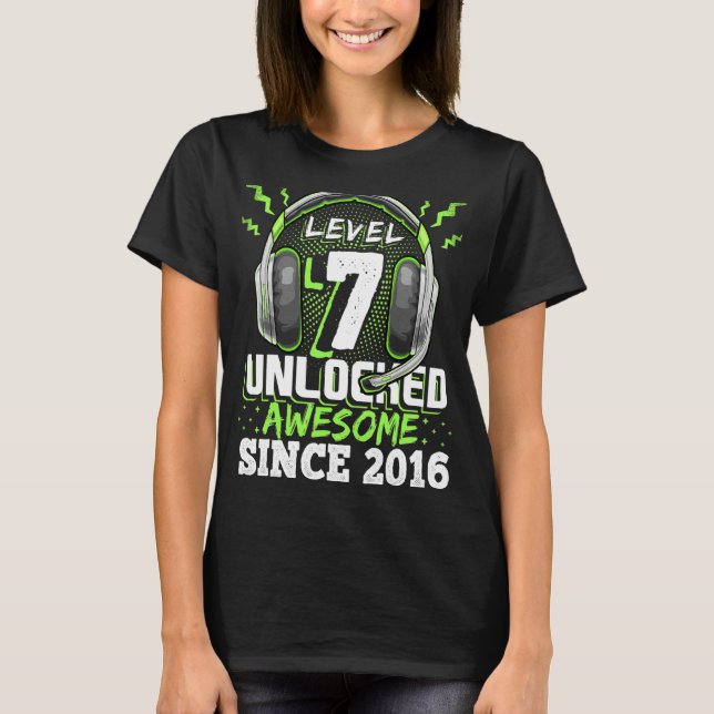 Nivå 7 Olåst Fantastisk 2016 Video Game 7:e Birth T Shirt (Framsida)