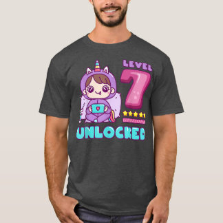 Nivå 7 olåst, Unicorn Gamer Girl Birthday 7 T Shirt