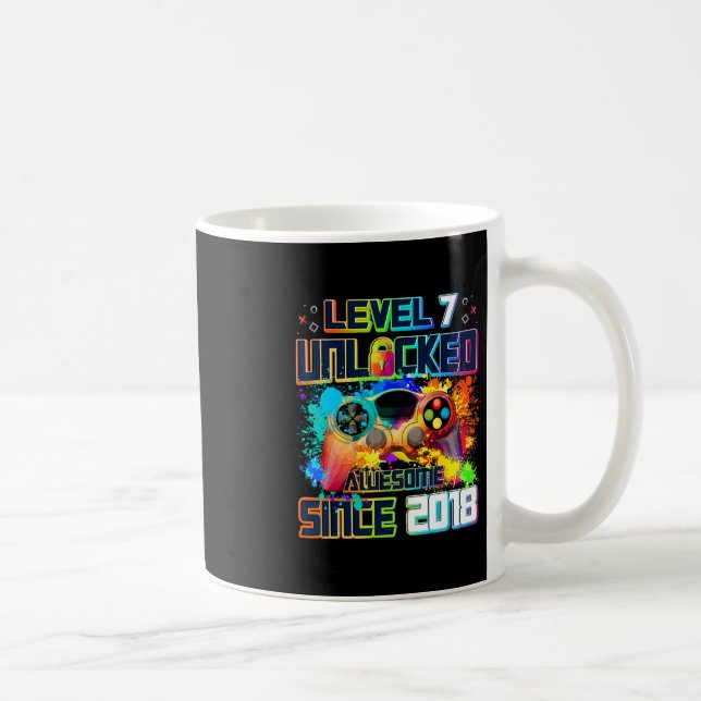 Nivå 7 Upplåst 7 Årig Videospelare 7-års Födelseda Kaffemugg (Höger)