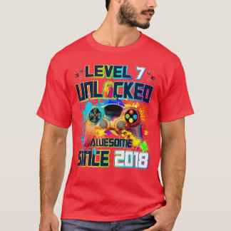 Nivå 7 Upplåst 7 Årig Videospelare 7-års Födelseda T Shirt