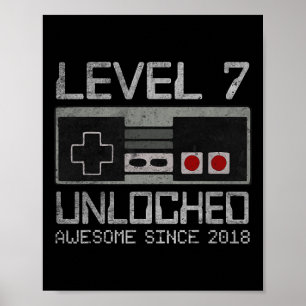 Nivå 7 Upplåst 7-årsdag 7-årig videospel Poster