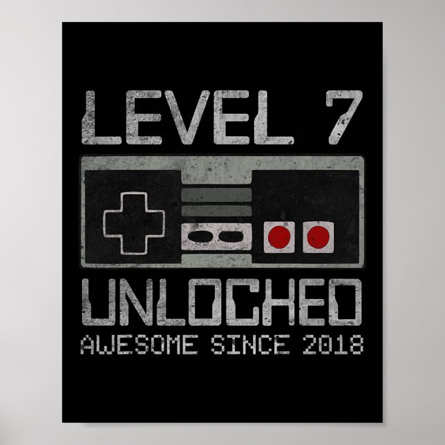 Nivå 7 Upplåst 7-årsdag 7-årig videospel Poster (Framsidan)