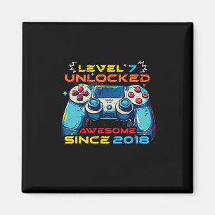 Nivå 7 Upplåst Gamer 7-års födelsedags T-shirt Poj Magnet