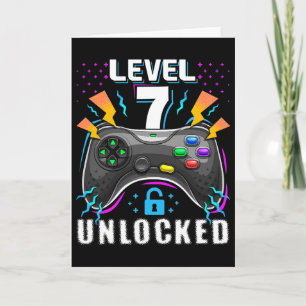 Nivå 7 Upplåst Videospel 7-års födelsedag Gamer Gi Kort