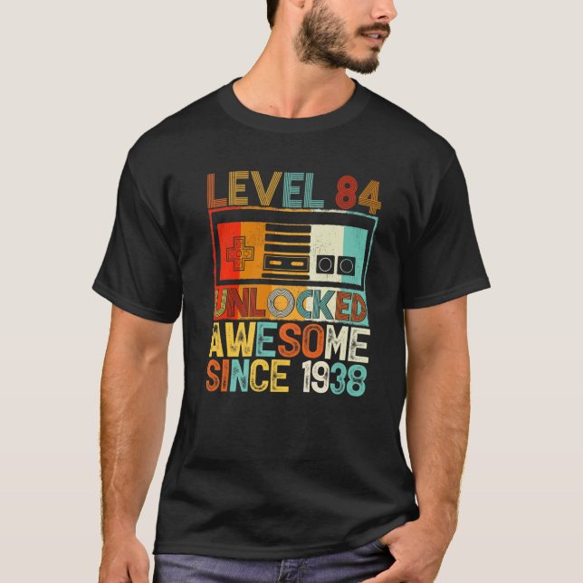 Nivå 84 olåst Fantastisk sedan 1938 84:e födelseda T Shirt (Framsida)