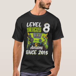 Nivå 8 olåst Fantastisk 2015 8th Birthday Boy Vid T Shirt