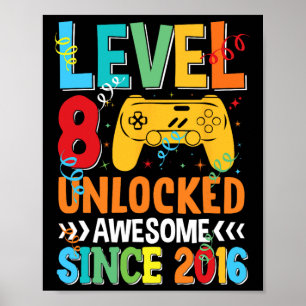 Nivå 8 olåst Fantastisk 2016 8th Birthday Video G Poster