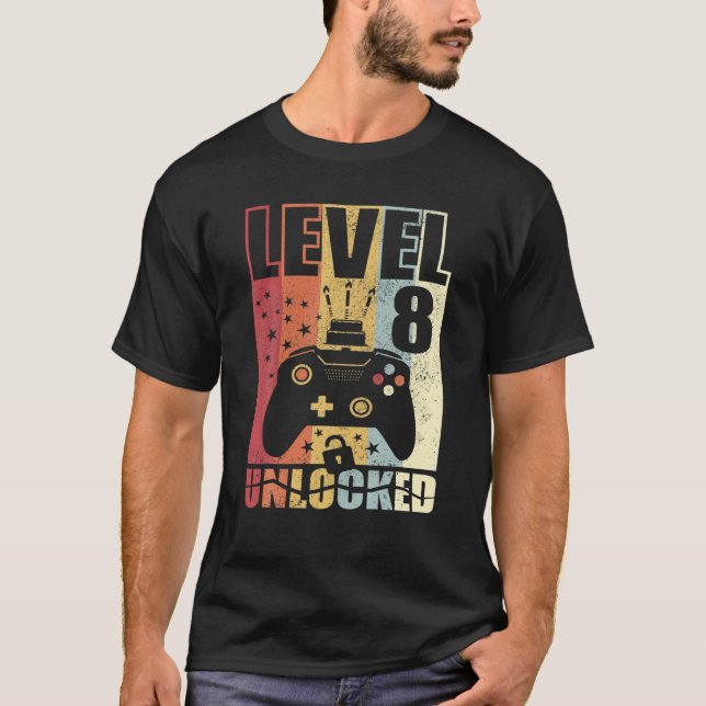 Nivå 8 Olåst födelsedagsnivå upp till 8:e födelsed T Shirt (Framsida)